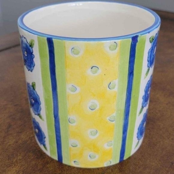 Yankee Candle Holder For Candle Jars Blue White Yellow Posie Floral